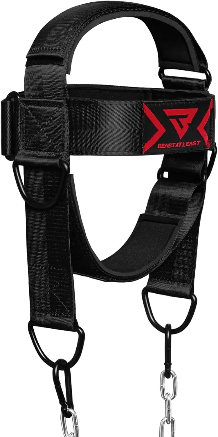 Neck Harness for Weight Lifting & Neck Strength Training, 4mm Neoprene Padded Head Harness with 30" Adjustable Steel Chain for Ultimate Neck Training, Muscle Building & Recovery - Neck Strengthning Equipment for Gym, Workout, Exercise