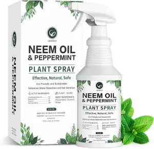 Neem Oil Plant Spray with Peppermint, 16oz Ready-to-Use, Natural Plant Protection, Multi-Purpose Botanical Spray for Indoor & Outdoor Use, Safe for Vegetables & Houseplants