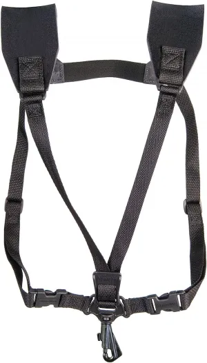 Neotech Soft Harness – Padded Shoulder Harness with Adjustable Strap Hook, Swivel Hook for Saxophone, Baritone & Clarinet Strap – (Regular - Black)