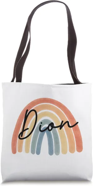 New Born Baby Dion Personalized Gift Rainbow Nursery Tote Bag