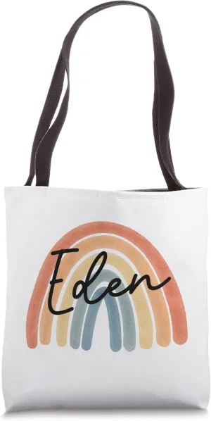 New Born Baby Eden Personalized Gift Rainbow Nursery Tote Bag