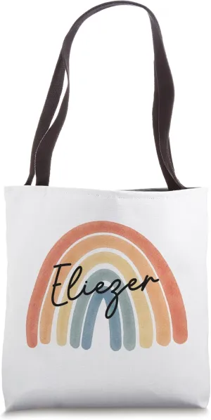 New Born Baby Eliezer Personalized Gift Rainbow Nursery Tote Bag