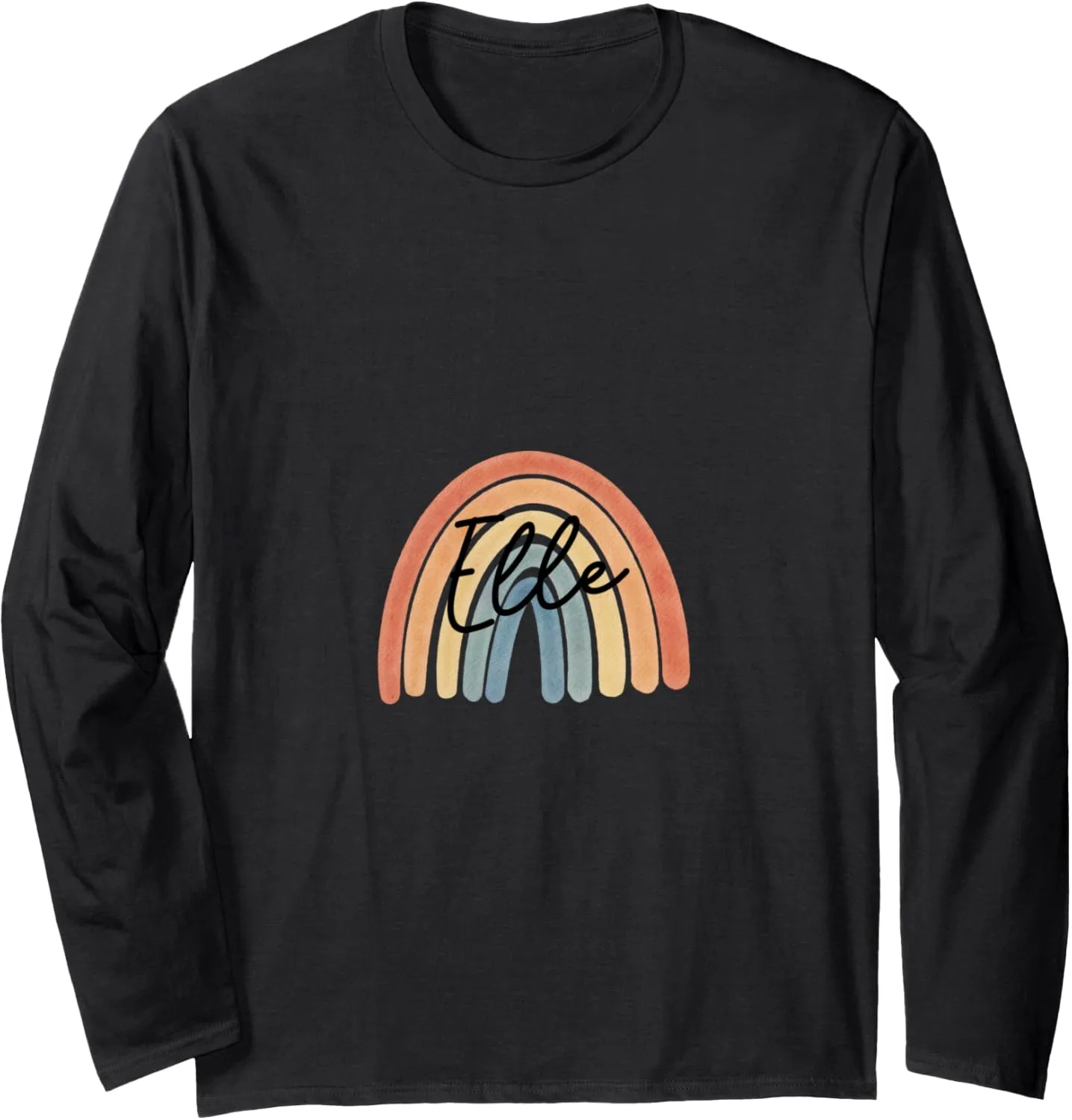 New Born Baby Elle Personalized Gift Rainbow Nursery Long Sleeve T-Shirt