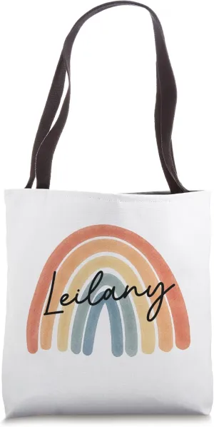 New Born Baby Leilany Personalized Gift Rainbow Nursery Tote Bag