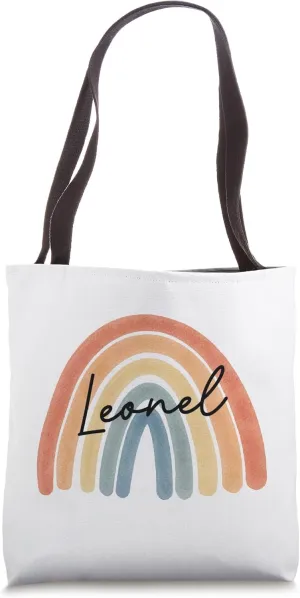 New Born Baby Leonel Personalized Gift Rainbow Nursery Tote Bag