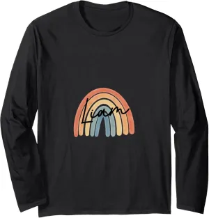 New Born Baby Liam Personalized Gift Rainbow Nursery Long Sleeve T-Shirt