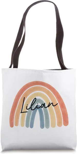 New Born Baby Lilian Personalized Gift Rainbow Nursery Tote Bag