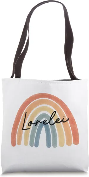 New Born Baby Lorelei Personalized Gift Rainbow Nursery Tote Bag