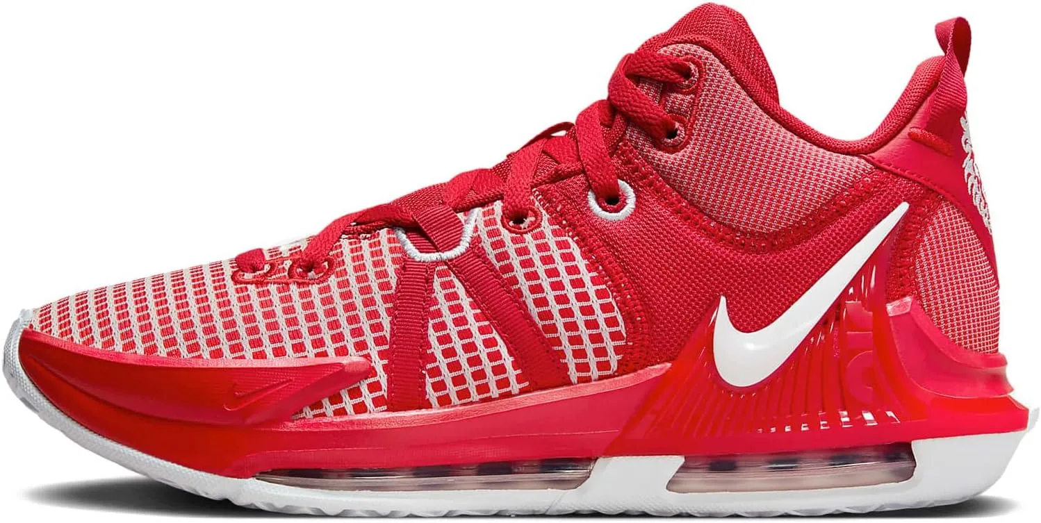 NIKE Lebron Witness 7 (Team) Basketball Shoes (DZ3299-600, University Red/University Red/White) Size 14