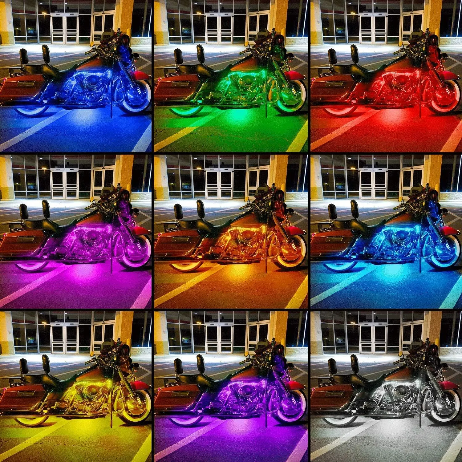 Nilight - TL-35 12PCS Motorcycle RGB Led Light Kit Waterproof Multi-Color Atmosphere Lights Lamp with Dual RF Wireless Remote Controllers for Harley Davidson Honda Kawasaki Suzuki, 2 Years Warranty