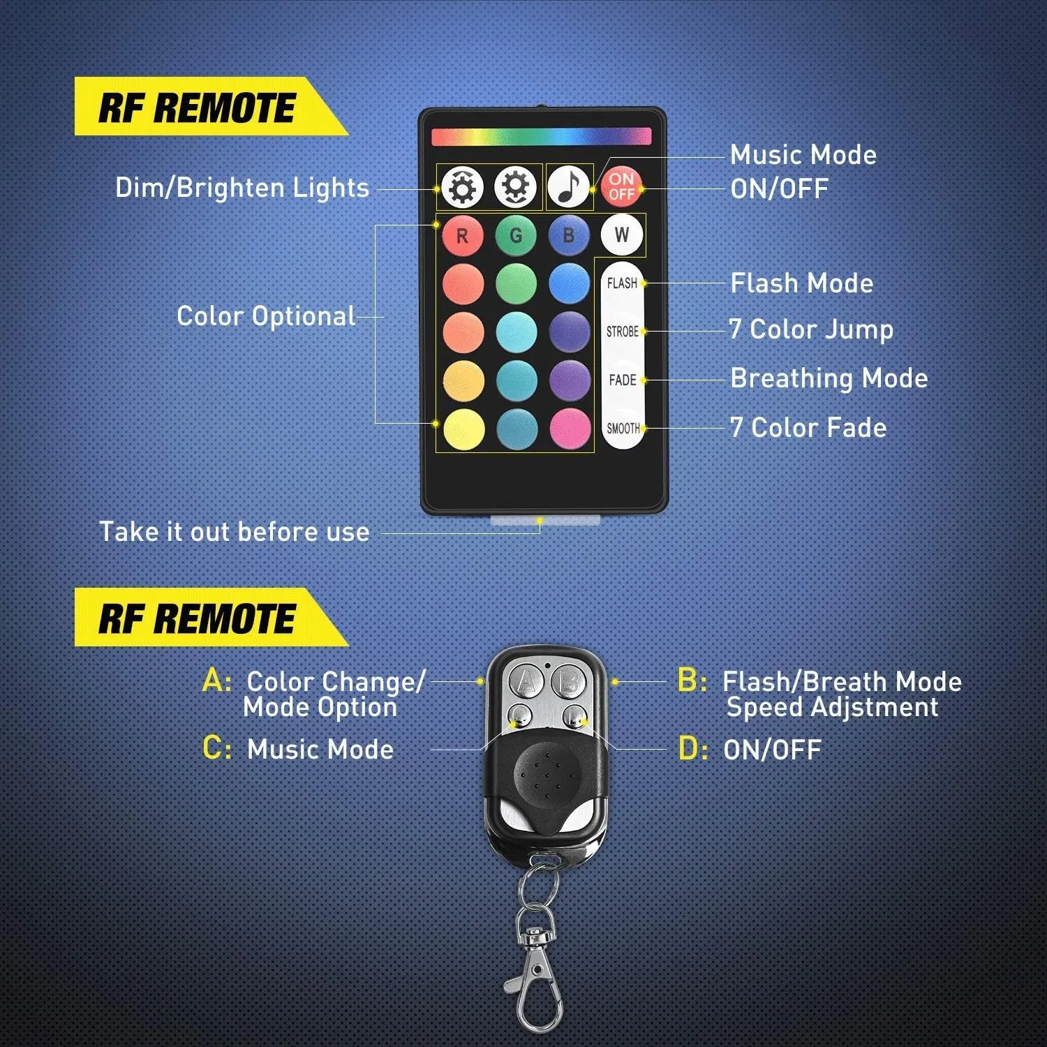 Nilight - TL-35 12PCS Motorcycle RGB Led Light Kit Waterproof Multi-Color Atmosphere Lights Lamp with Dual RF Wireless Remote Controllers for Harley Davidson Honda Kawasaki Suzuki, 2 Years Warranty