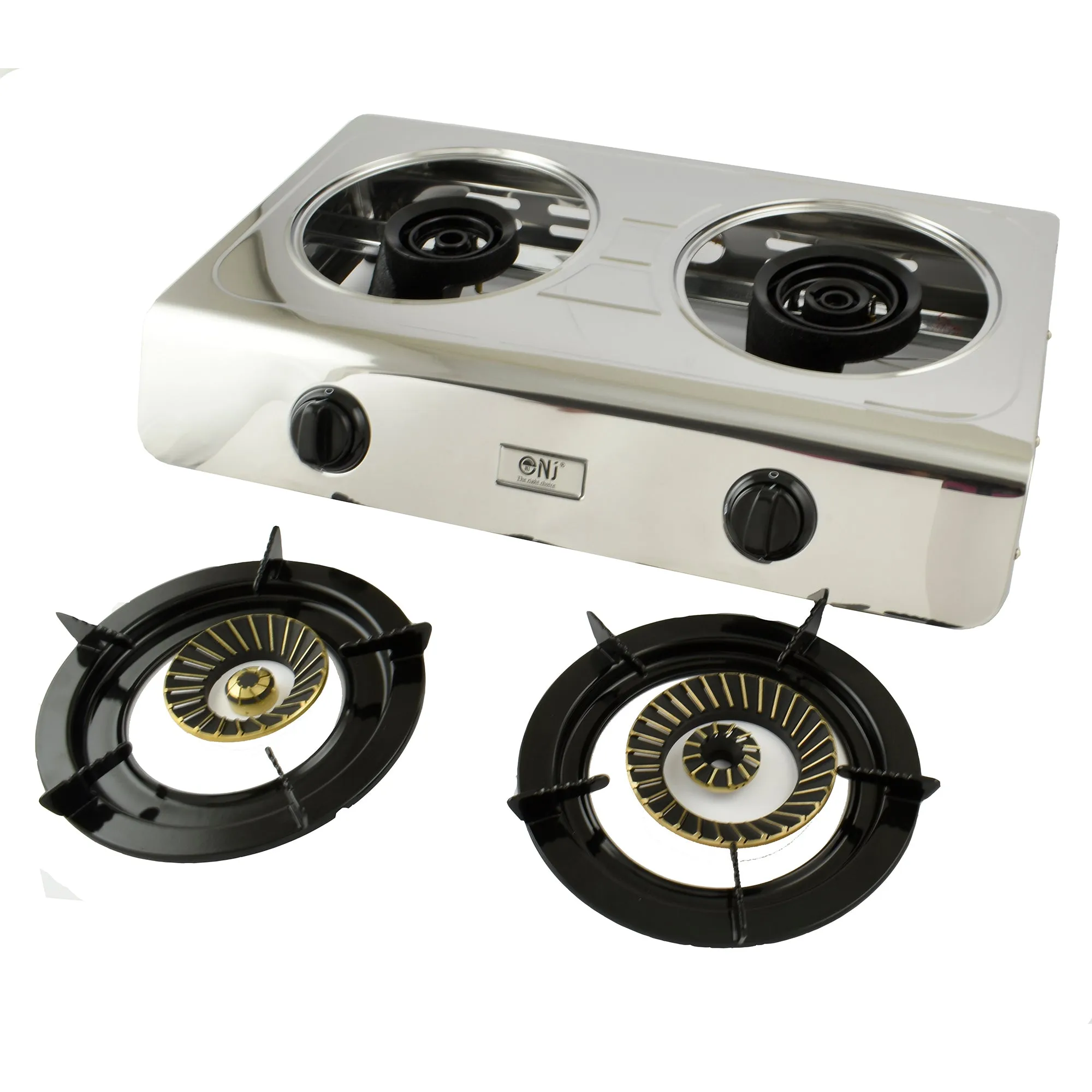 NJ-60 Portable Camping 2 burner Gas Stove Stainless Steel 60 cm Cooktop for Outdoor