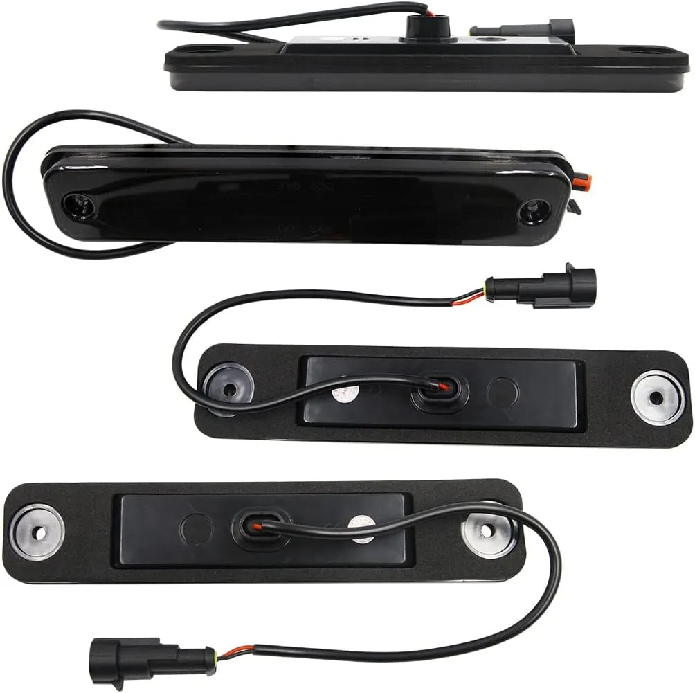NJSBYL H2 LED Side Marker Light Kit For Hummer H2 2003 2004 2005 2006 2007 2008 2009 Smoked Lens Side Markers Lamps Left Passenger   Right Driver Side Lights Replace OEM No: 25952319 15114677