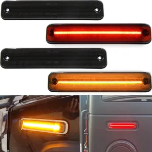 NJSBYL H2 LED Side Marker Light Kit For Hummer H2 2003 2004 2005 2006 2007 2008 2009 Smoked Lens Side Markers Lamps Left Passenger   Right Driver Side Lights Replace OEM No: 25952319 15114677