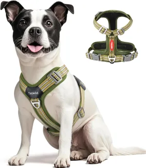 No Pull Dog Harness - Adjustable Reflective Dog Vest with Metal Snap, Soft Breathable Mesh No Choke Puppy Harness, Easy to Put on & Take Off (Green-M)
