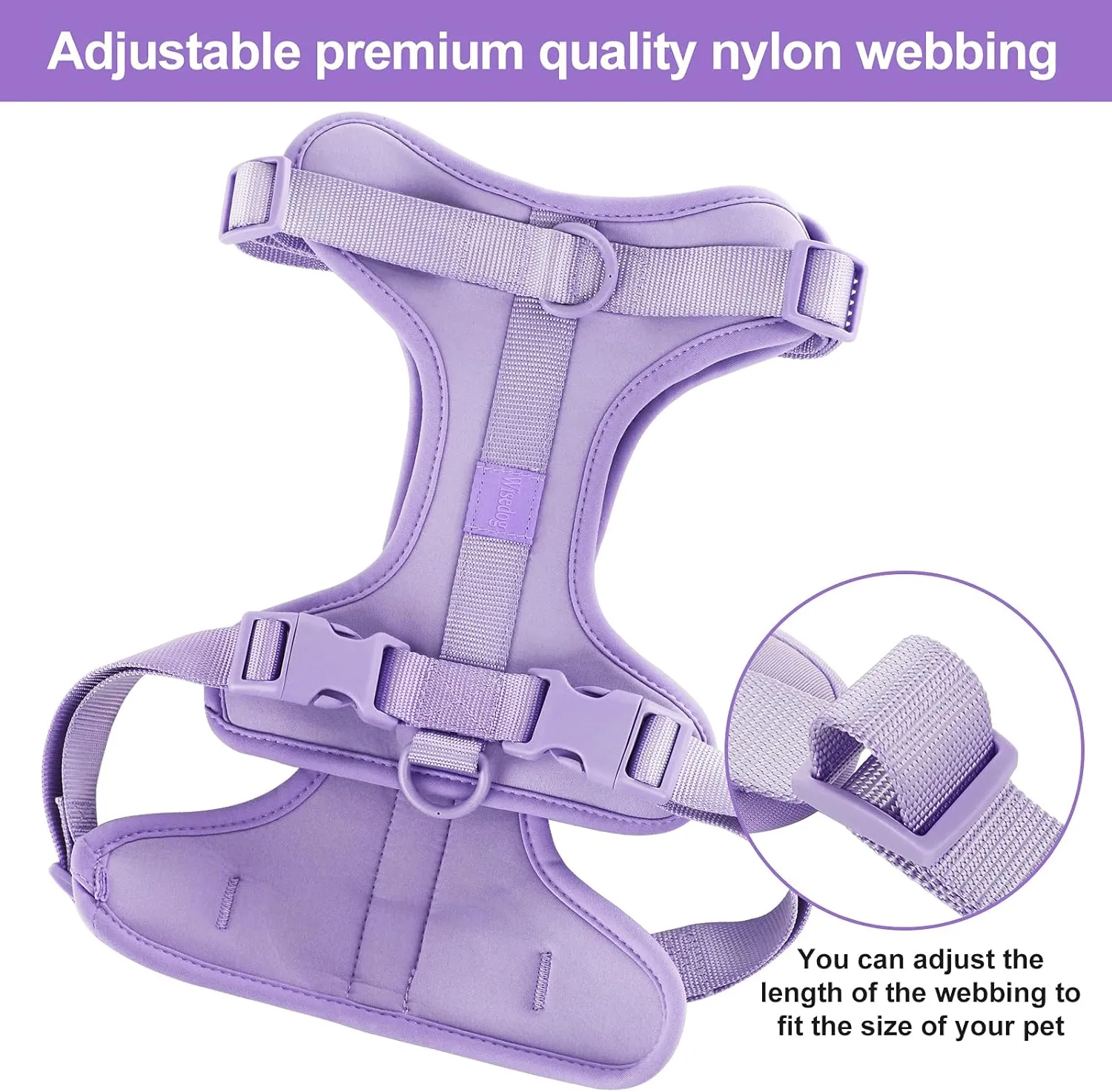 No Pull Lightweight Dog Harness: Adjustable Durable Breathable Mesh Pet Vest Harness with Soft & Comfortable Cushion, for Small Medium Large Dogs (Medium, Lilac)
