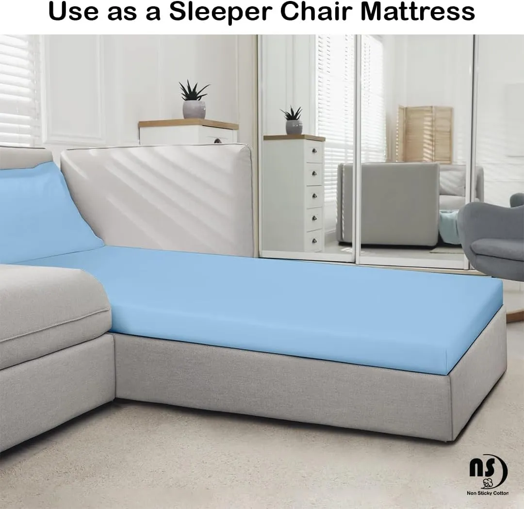 NON Sticky cotton Premium Egyptian Cotton 4 Piece Cot Sheet Set, 8" Deep Pocket Fitted, Sheets for 33" X 75" Camping Mattress, Narrow Twin, RV Bunk, Guest Bed, Light Blue Solid