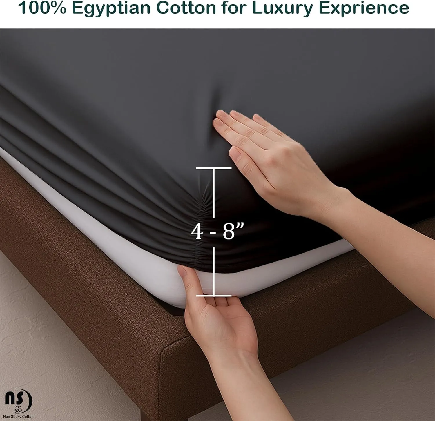 NON Sticky cotton Premium Fitted Cot Sheets, 4 Piece Egyptian Cotton Sheet Set, 8" Deep Pocket Fits Narrow Twin, RV Bunk, Guest Beds, Army Camping Cots, Trifold Mattress 25" X 75", Dark Grey Solid