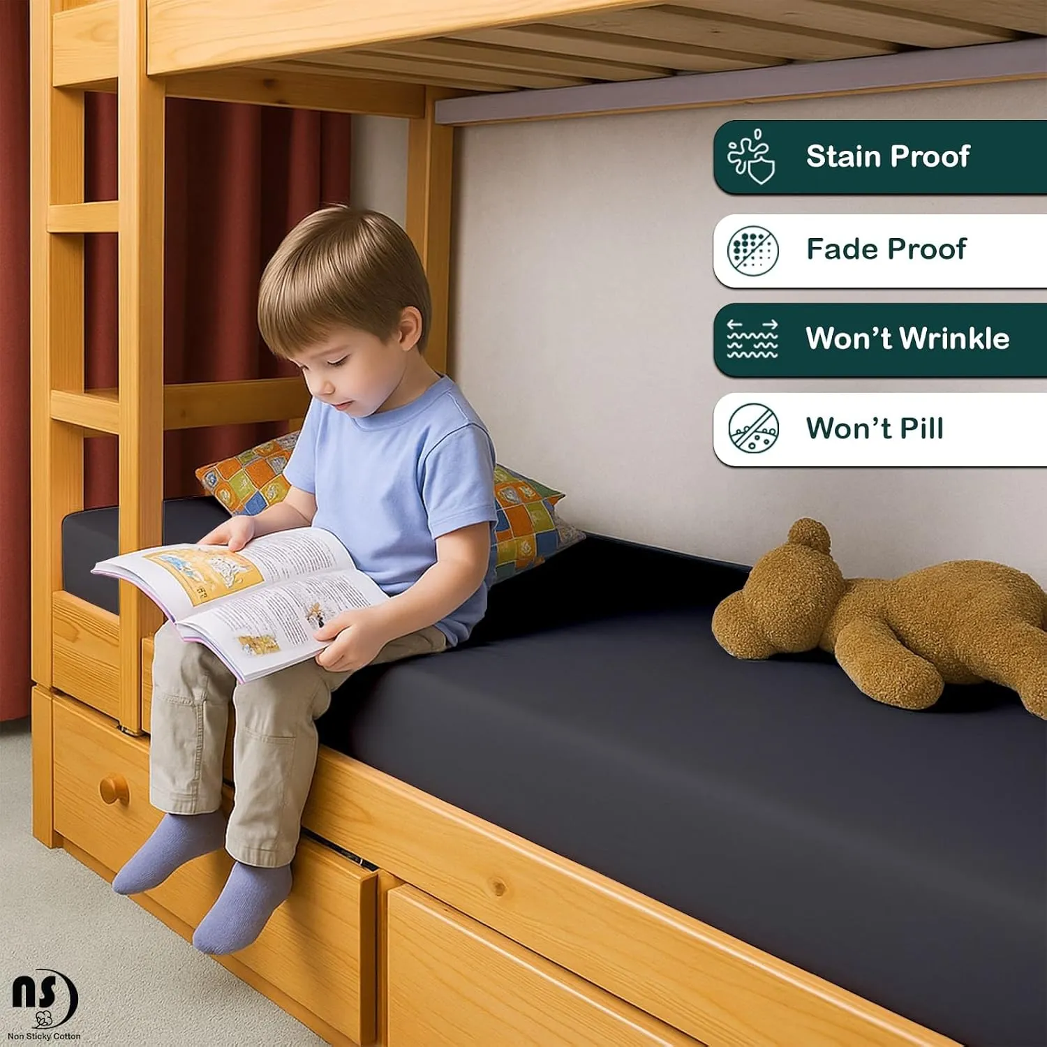 NON Sticky cotton Premium Fitted Cot Sheets, 4 Piece Egyptian Cotton Sheet Set, 8" Deep Pocket Fits Narrow Twin, RV Bunk, Guest Beds, Army Camping Cots, Trifold Mattress 25" X 75", Dark Grey Solid