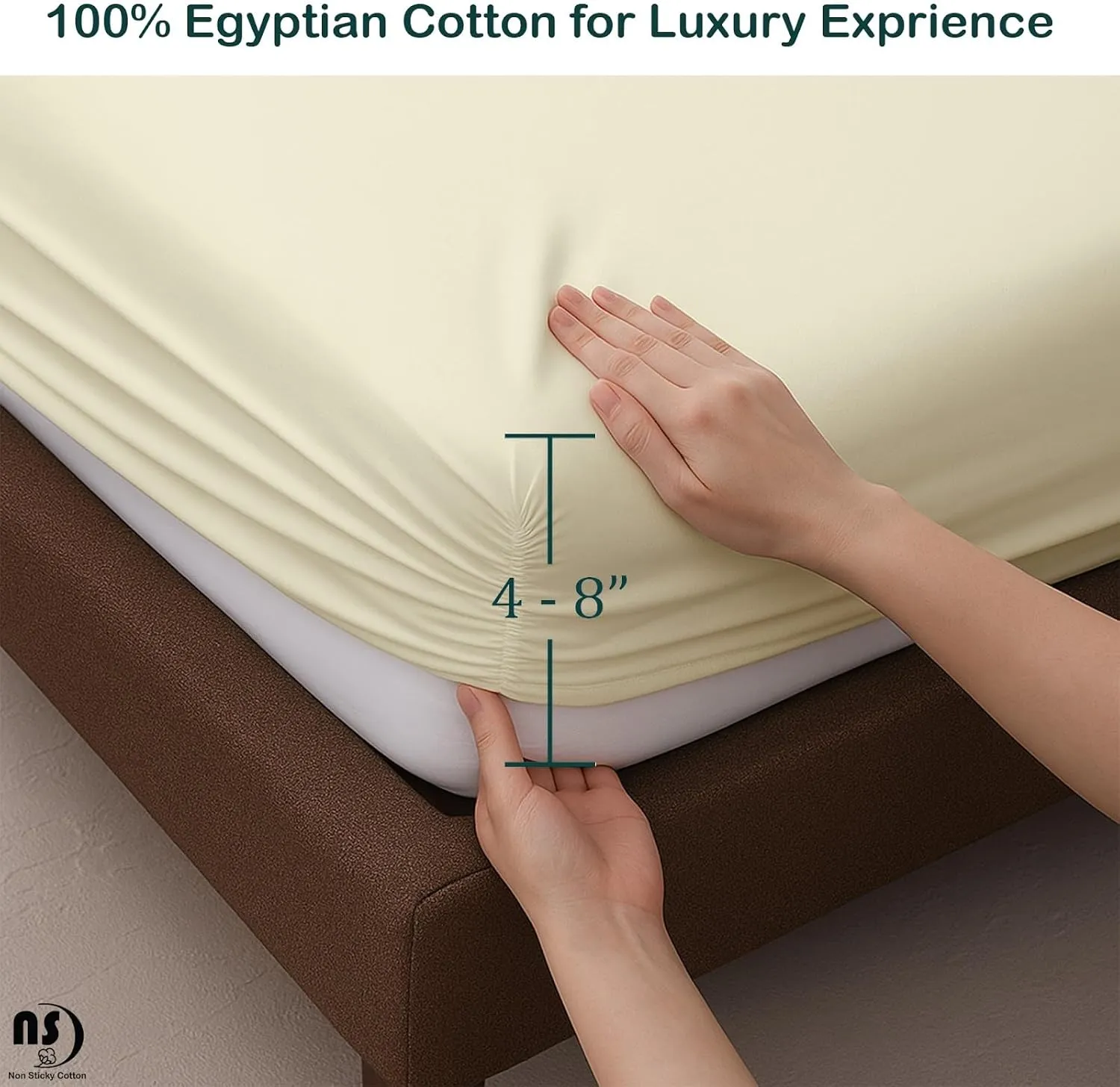NON Sticky cotton Premium Fitted Cot Sheets, 4 Piece Egyptian Cotton Sheet Set, 8" Deep Pocket Fits Narrow Twin, RV Bunk, Guest Beds, Army Camping Cots, Trifold Mattress 33" X 75", Ivory Solid