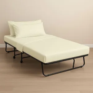 NON Sticky cotton Premium Fitted Cot Sheets, 4 Piece Egyptian Cotton Sheet Set, 8" Deep Pocket Fits Narrow Twin, RV Bunk, Guest Beds, Army Camping Cots, Trifold Mattress 33" X 75", Ivory Solid