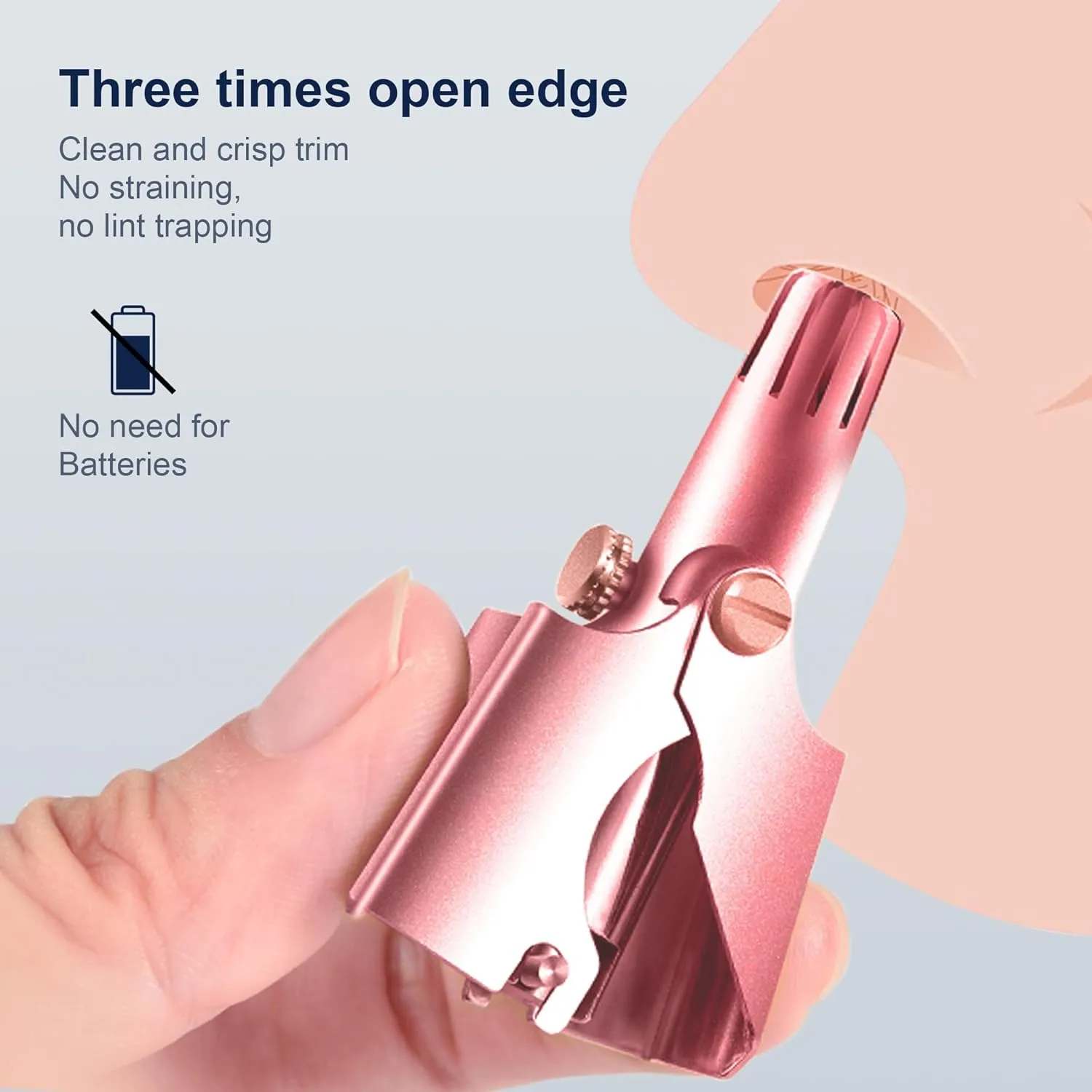 Nose Hair Trimmer for Men, Nose Trimmer - Elegant Rose Gold Manual Nose Trimmer Suitable for Men and Women, Smooth Trimming, Low Allergy, Waterproof, Easy to Carry, and Neat Looking Gift
