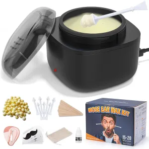 Nose Wax Kit Men, Nose Ear Hair Waxing Kit with 100g Wax, 40 Sticks, Nose Ear Hair Removal Kit, USB Fast Heat, Smart Constant Temp, Upgraded Size, Multi-Accessories, Black