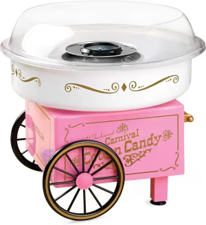 Nostalgia Cotton Candy Machine - Retro Cotton Candy Machine for Kids with 2 Reusable Cones, 1 Sugar Scoop, and 1 Extractor Head – Pink