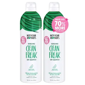 Not Your Mother's Clean Freak Refreshing Jumbo Dry Shampoo (2-Pack) - 12 oz - Instantly Refreshes Hair Between Washes - Fresh Citrus Scent - Ultimate Oil Absorption - For All Hair Types
