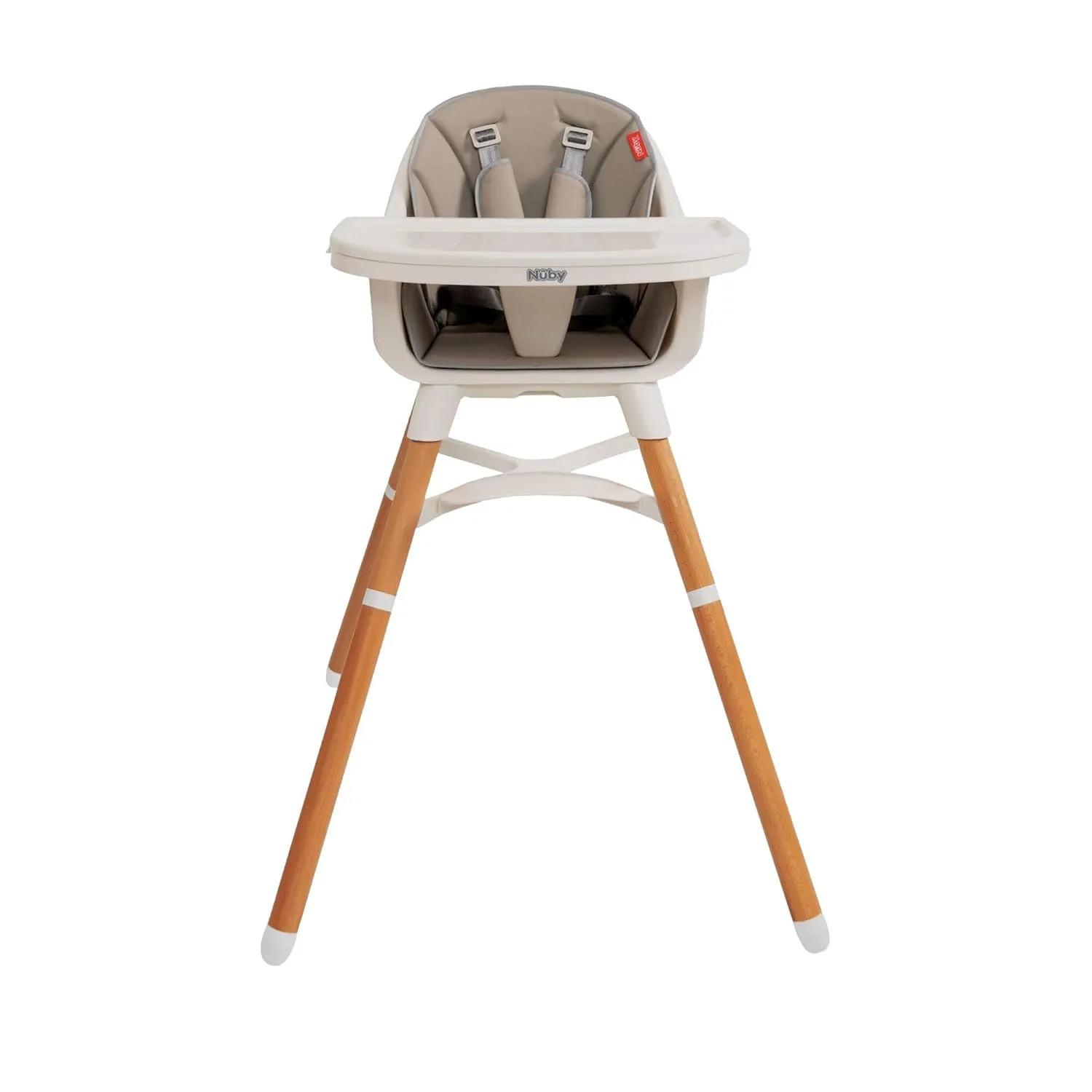 Nuby 4-in-1 Baby High Chair Seat with Removable Tray - 6  Months to 3 Years - Adjustable Toddler Chair for Eating - Holds Up to 60 lbs - Gray
