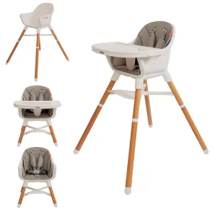 Nuby 4-in-1 Baby High Chair Seat with Removable Tray - 6  Months to 3 Years - Adjustable Toddler Chair for Eating - Holds Up to 60 lbs - Gray