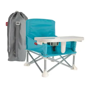Nuby Easy Go Pop-Up Booster Seat with Removable Tray - 6  Months - Portable Booster Seat for Floor for Indoor/Outdoor Use - 3-Point Safety Adjustable Straps - Includes Travel Bag - Aqua