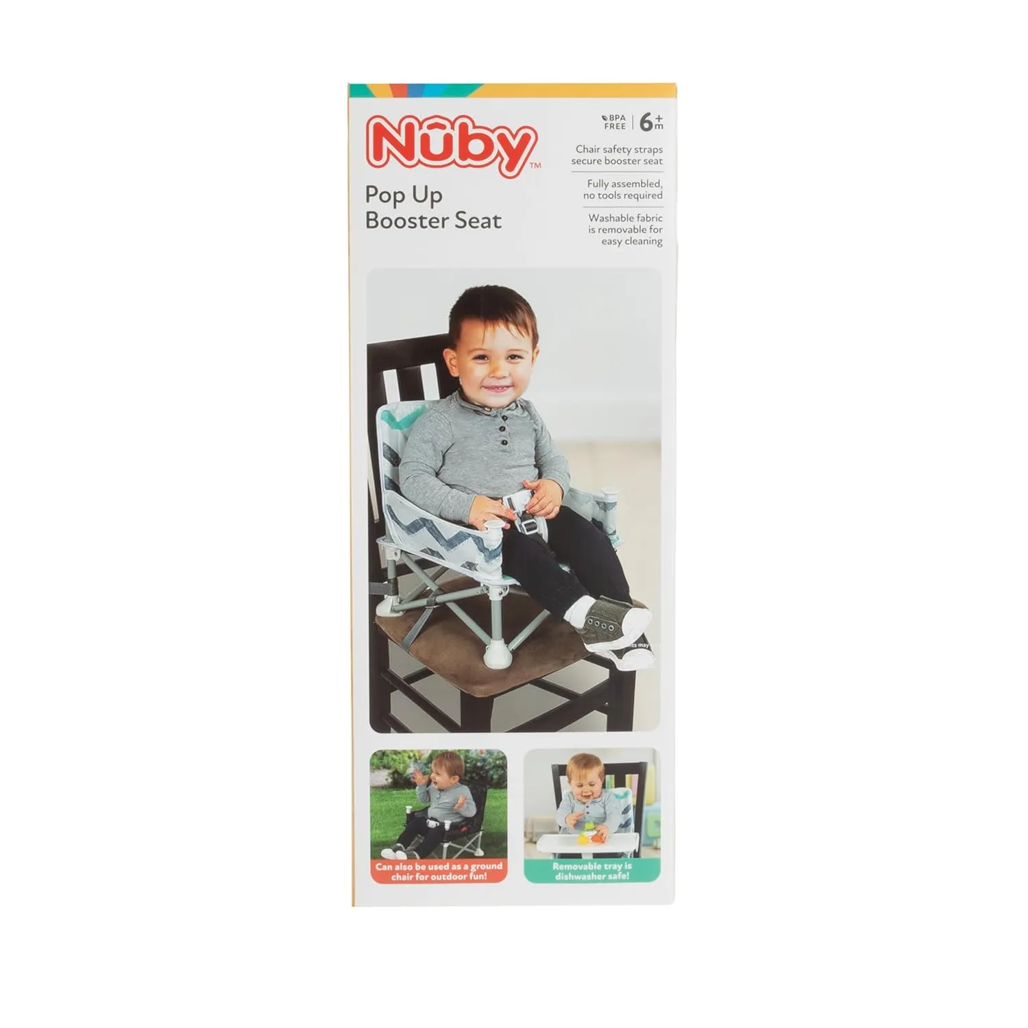 Nuby Easy Go Pop-Up Booster Seat with Removable Tray - 6  Months - Portable Booster Seat for Floor for Indoor/Outdoor Use - 3-Point Safety Adjustable Straps - Includes Travel Bag - Aqua
