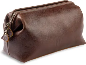 NV Holders Premium Genuine Leather Toiletry Bag for Men - The Ultimate Travel Dopp Kit and Hygiene Organizer, Perfect Men's Toiletry Travel Bag (Brown)