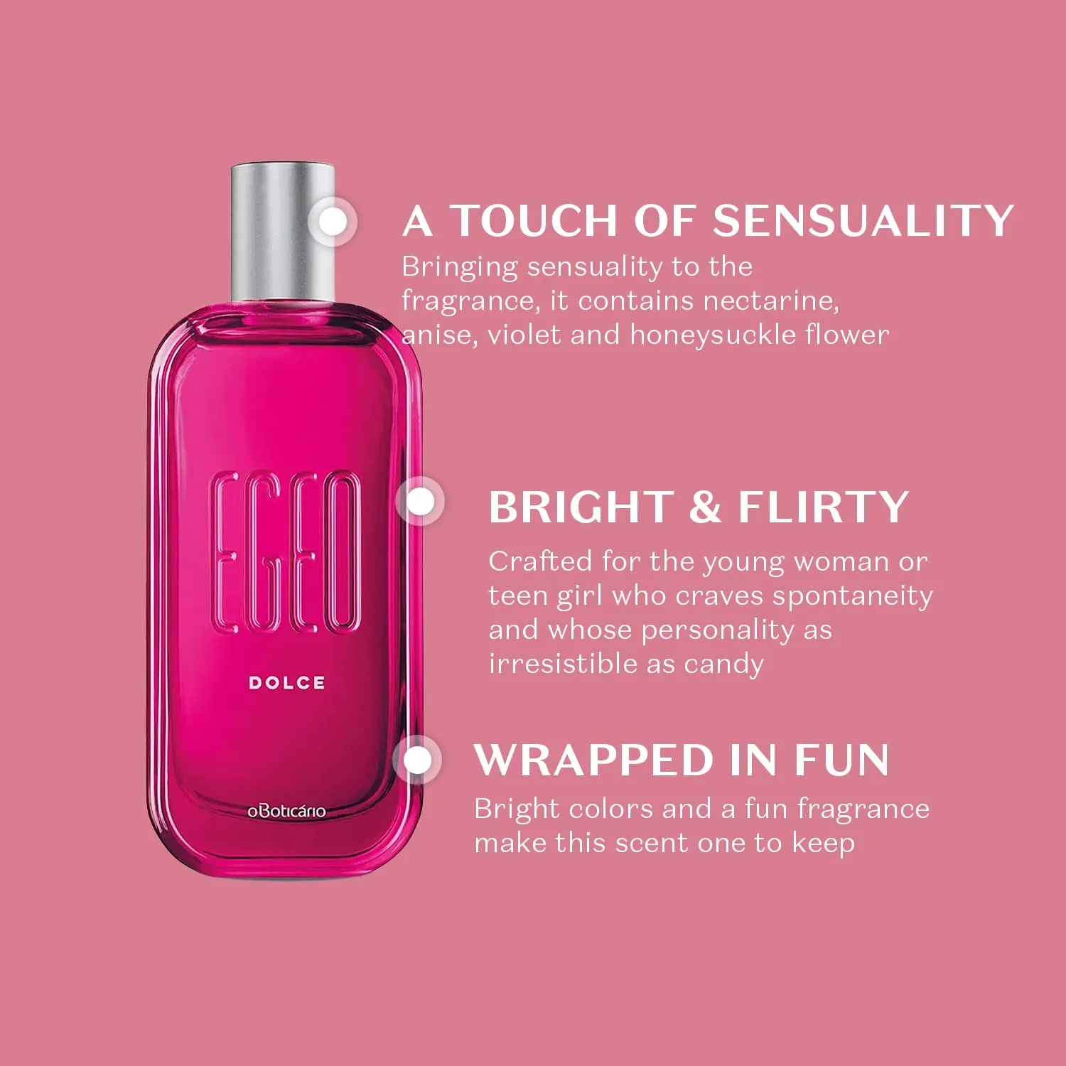 O Boticário Egeo Dolce Eau de Toilette, Girls Long Lasting Perfume, Sweet & Fruity Perfumes for Women, 3 Ounce