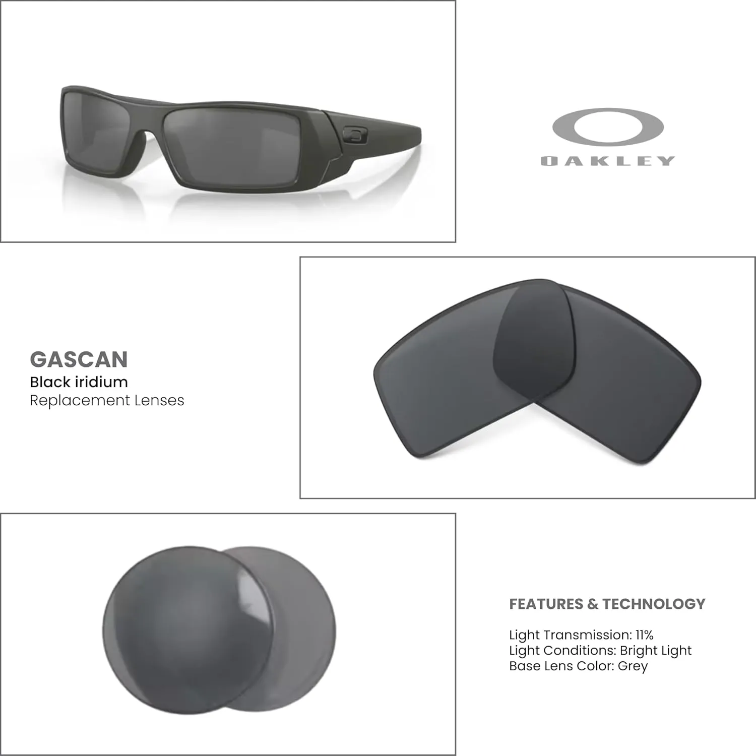 Oakley Authentic Gascan OO9014 Replacement Lenses  Bundle Bag  Bundle with Designer iWear Kit