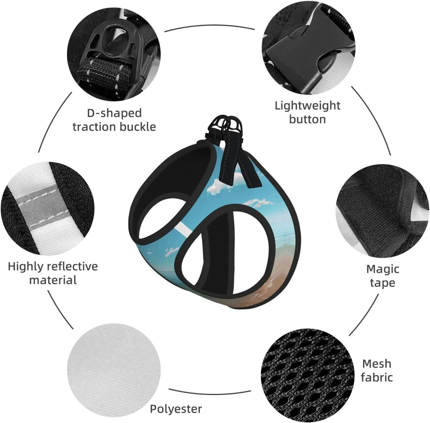 Ocean Mirror Pet Vest Small Size Dog Harness and Leash Set, Reflective & Breathable for Puppy Training with Accessories Small