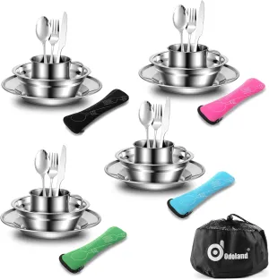 Odoland Bundle - 2 Items 29pcs Stainless Steel Utensils and 10pcs Camping Cookware