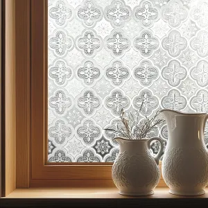 OHTMERU Window Privacy Film Decorative Window Film for Bathroom,Front Door,Home, Static Cling Stained Glass Sticker Opaque Heat Control UV Blocking Non Adhesive Flowering Crabapple 23.6x78.7 inches
