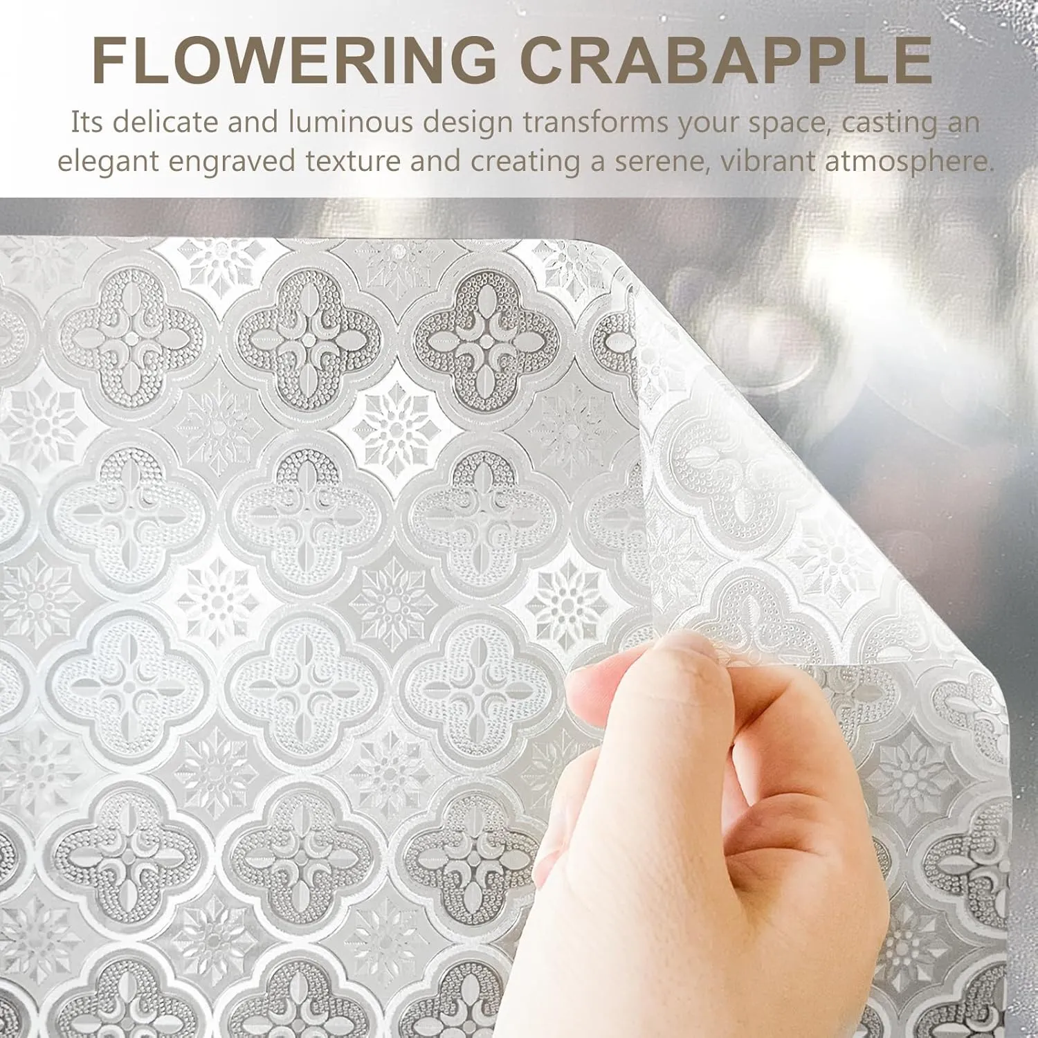 OHTMERU Window Privacy Film Decorative Window Film for Bathroom,Front Door,Home, Static Cling Stained Glass Sticker Opaque Heat Control UV Blocking Non Adhesive Flowering Crabapple 23.6x78.7 inches