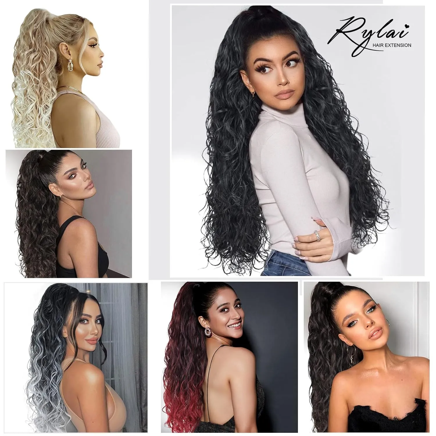 Ombre Gray Ponytail hairpiece for black women Drawstring Long Curly Pony Tail Hair Extainson Fake Ponytail Clip in Ponytail Extensions Gray Drawstring Ponytail for Black Women(Sliver Gray mix 6 OZ)…