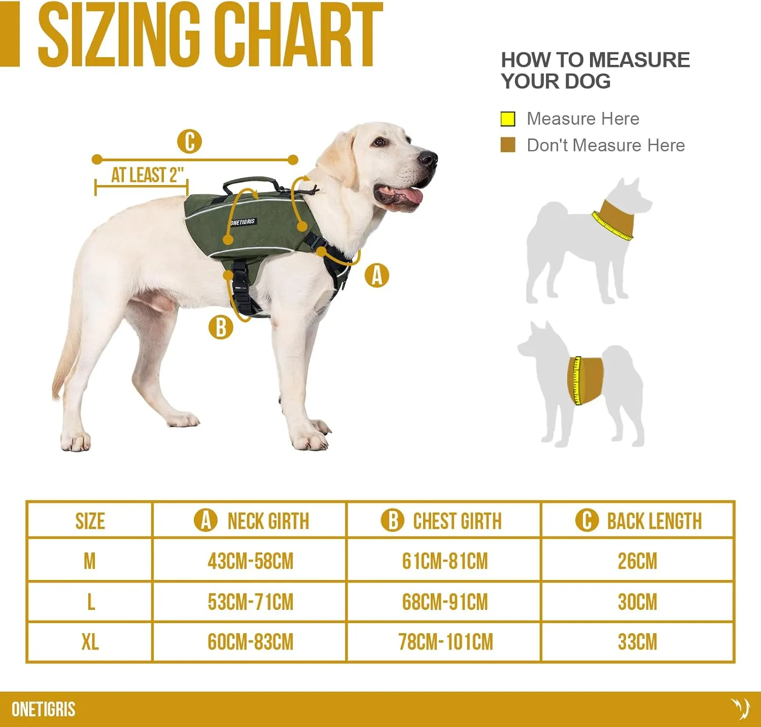 OneTigris Y-Shaped Dog Backpack with Handle, Pockets & No Pull D-Rings, Lightweight Hiking Gear for Dogs Hunting Camping Travel (Large, Green)