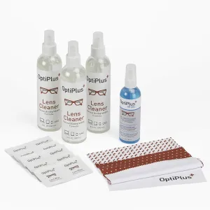 OptiPlus Lens Cleaner & XL Premium Microfiber Cloth Pre-Pack (24oz   2oz Gel)