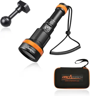 ORCATORCH ZD710 Zoomable Dive Light 2700 Lumen Adjustable Focus (8°-76°) & M03 Ball Joint Adapter Combo
