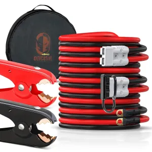 ORCISH 1 Gauge 30 Feet Long Heavy Duty Quick Connect Plug Jumper Cables, 800A Booster Cables with UL-Listed Clamps, Automotive Battery Jumper Cables Kit for Car, SUV and Trucks with Carry Bag