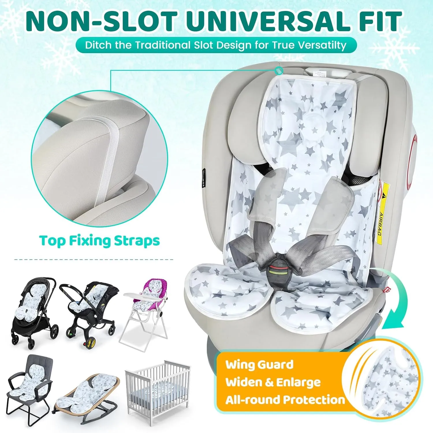 Orzbow Car Seat Cooling Pad for Toddler, Double Sided - Universal Seat Cooler Pad, Gel Baby Cooling Mat Cushion for Stroller, Baby Chair, Child Safety Car Seat, Keep Baby Cool in Summer, Gray