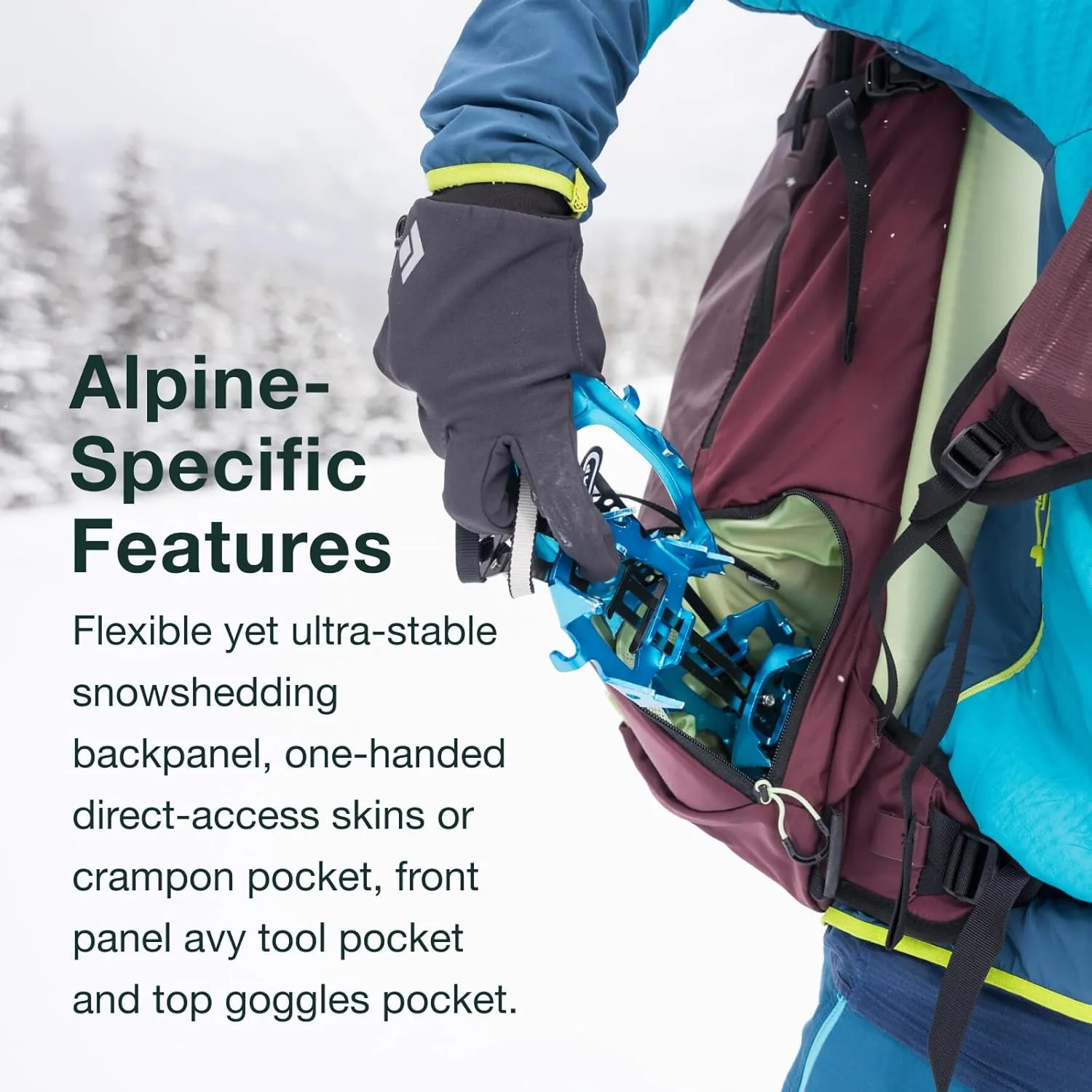 Osprey Firn 28L Ski and Snowboard Backpack, Elderberry Purple/Peppermint Green, Small/Medium