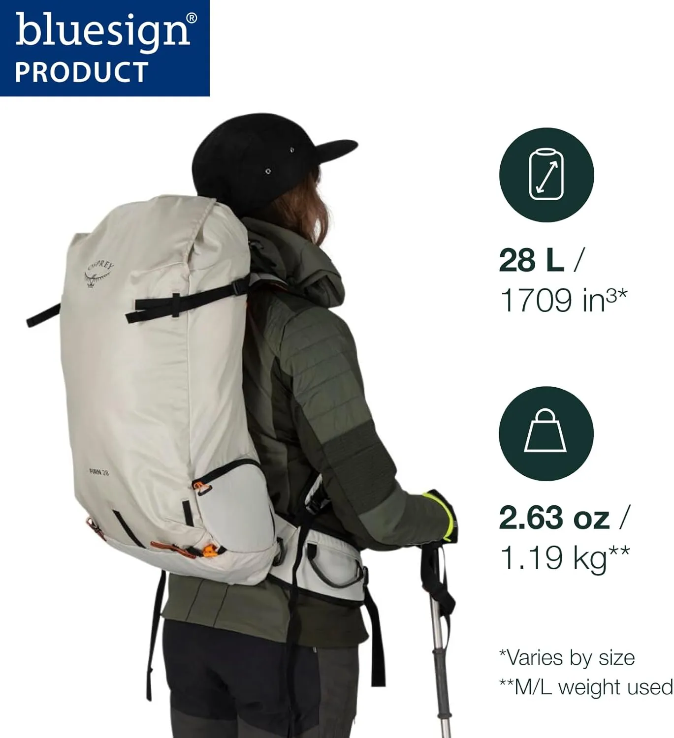 Osprey Firn 28L Ski and Snowboard Backpack, Elderberry Purple/Peppermint Green, Small/Medium
