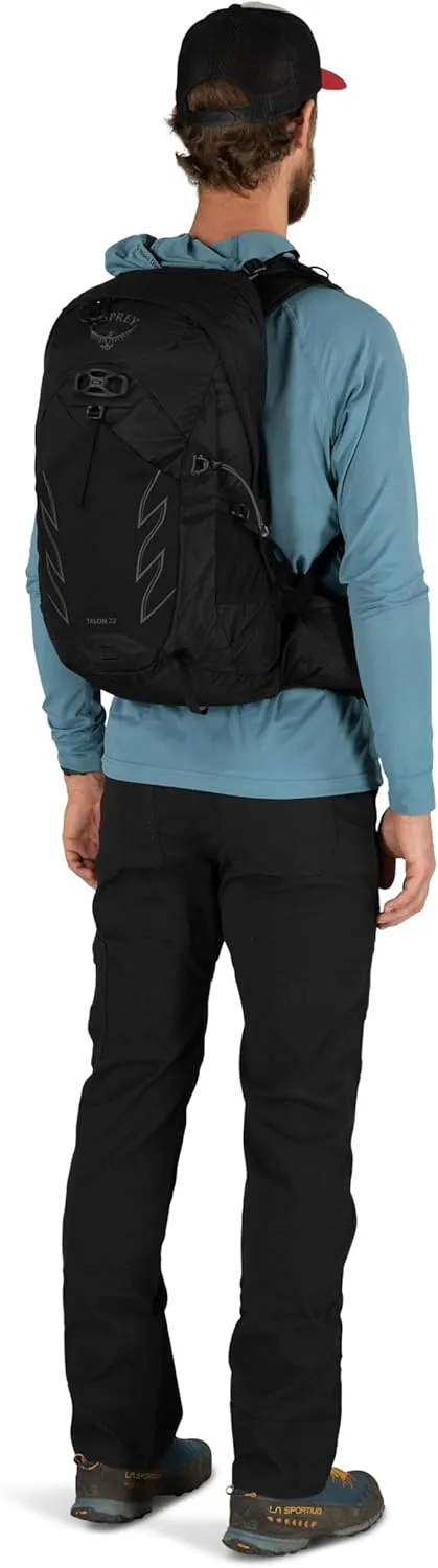 Osprey Talon 22L Men's Hiking Backpack with Hipbelt, Stealth Black, L/XL
