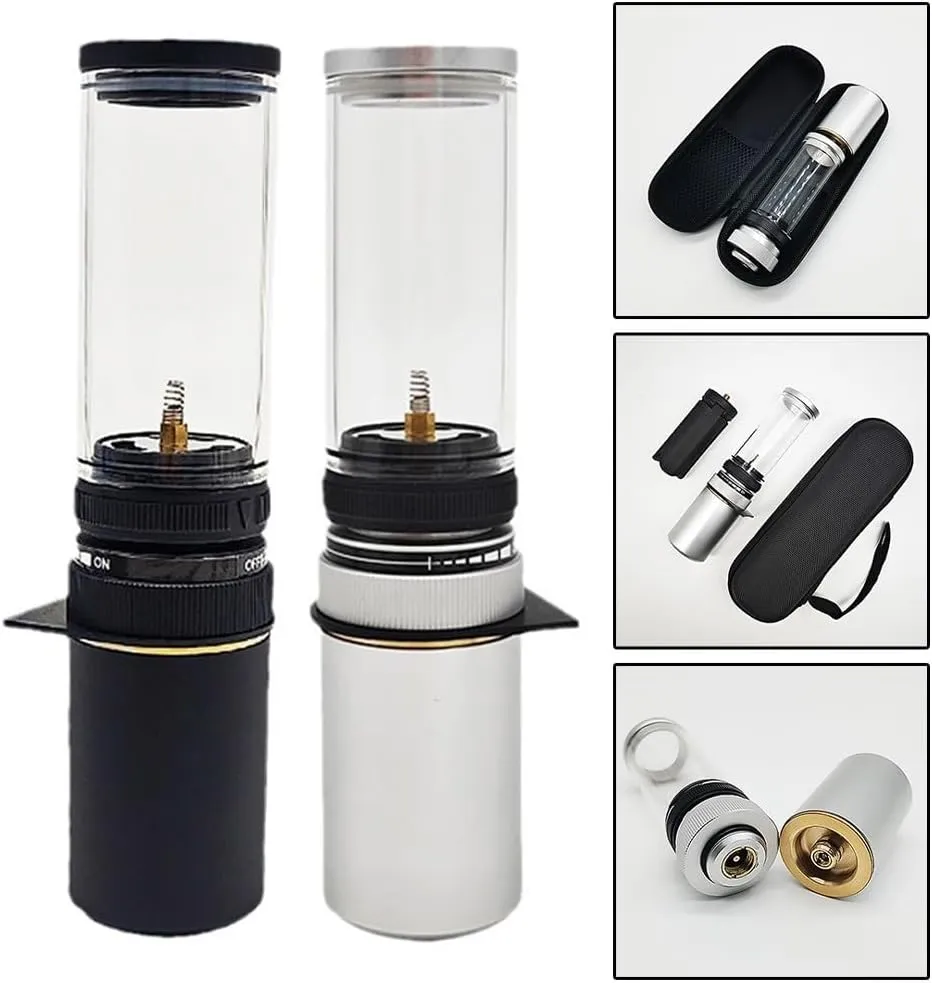 Outdoor Camping Lamp Lantern Windproof Gas Candle Lamp Tent Lantern Light for Backpacking Camping Hiking Fishing Lamp Light Butane Gas Light Lantern(with Gas Box Black)